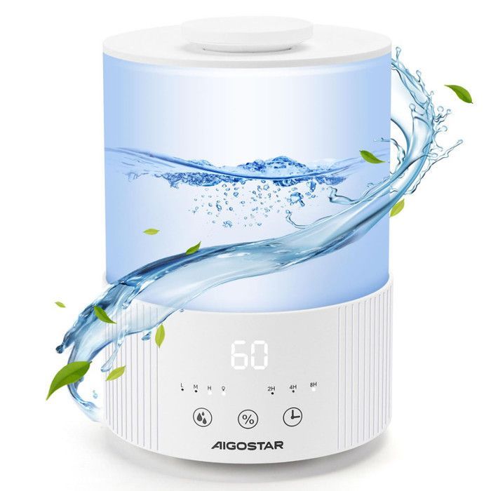 Aigostar Misty - Umidificatore diffusore di oli essenziali silenzioso. Timer di 8 ore e spegnimento automatico. LED a 7 colori.