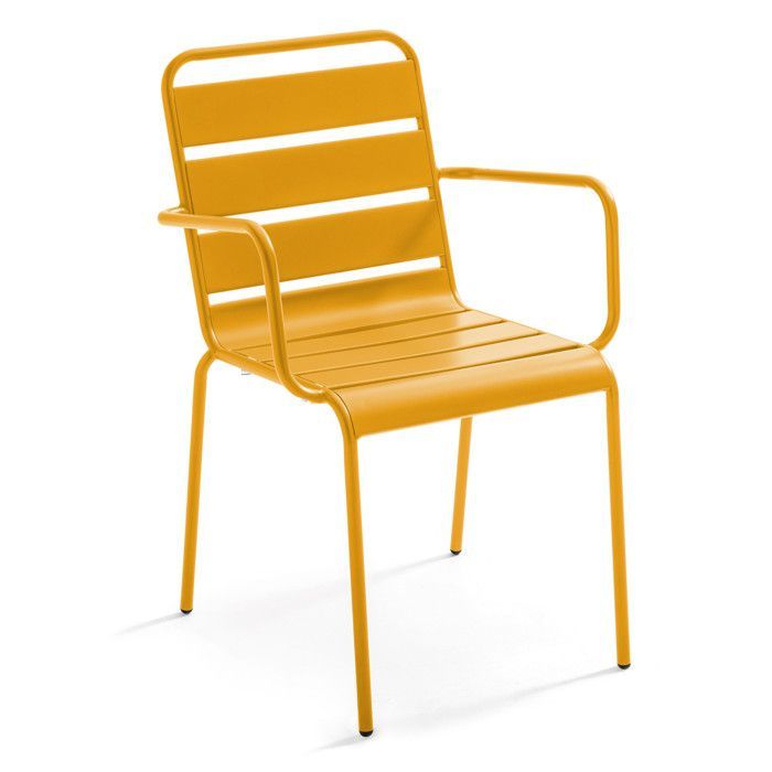 Palavas yellow metal garden armchair, Oviala