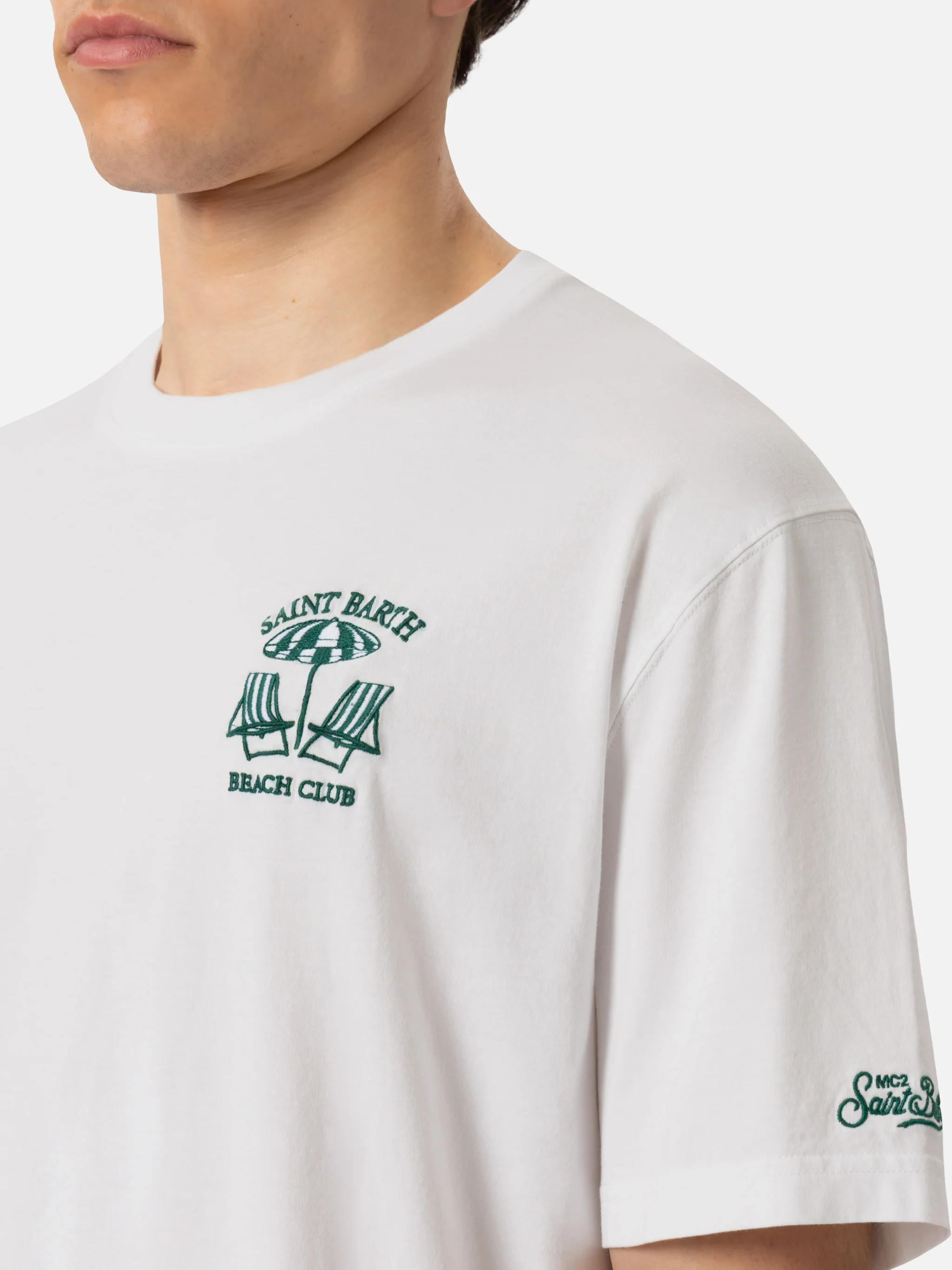 Portofino T-shirt van klassiek katoenen jersey met Saint Bar-borduurwerk.