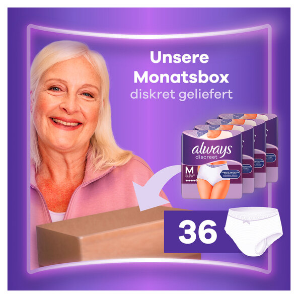 Chiloți Plus pentru incontinență, pachet lunar, mărimea M (4 x 9 pachete = 36 bucăți)