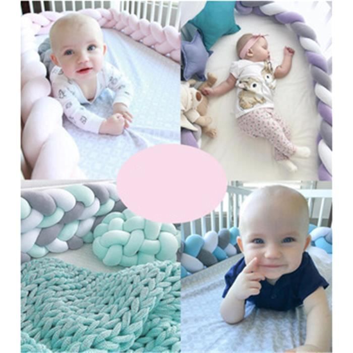 Tour de Lit Coussin Serpent 3M - Blanc - Pare-chocs Tressé - Protection Bébé