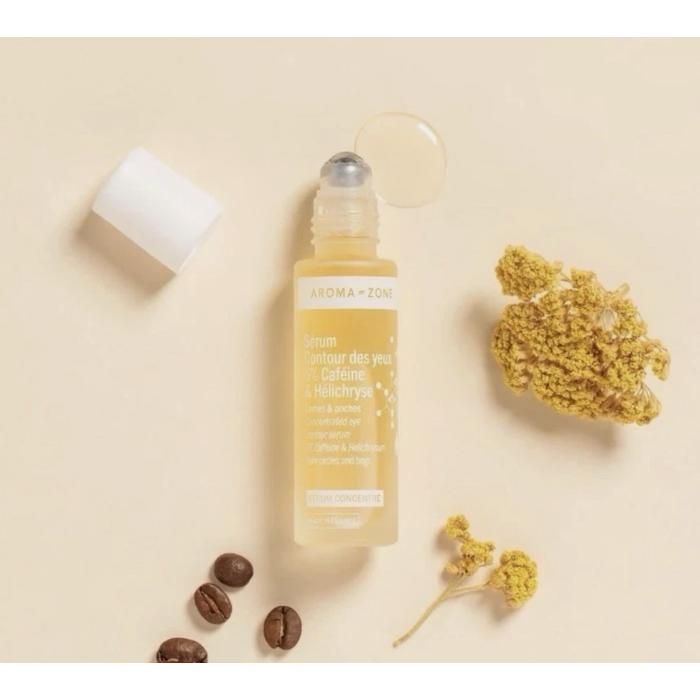 Sérum concentrado para o contorno dos olhos - Cafeína 5% e Helichrysum - Descongestionante - Reduz o inchaço e as olheiras - 100% Orgânico
