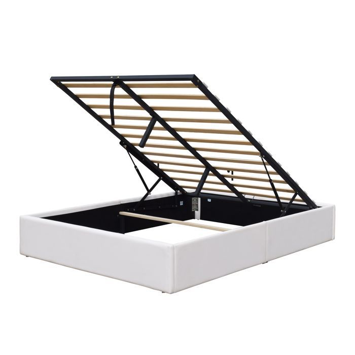 Lit Coffre - LORIS - 120x190 cm - Blanc - Design Contemporain - Sommier Inclus