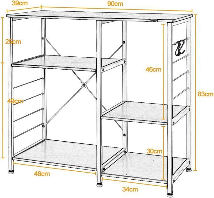 NEED Élément de rangement de cuisine Chariot de cuisine pour rangement, 90 x 39 x 83 cm,Érable Blanc