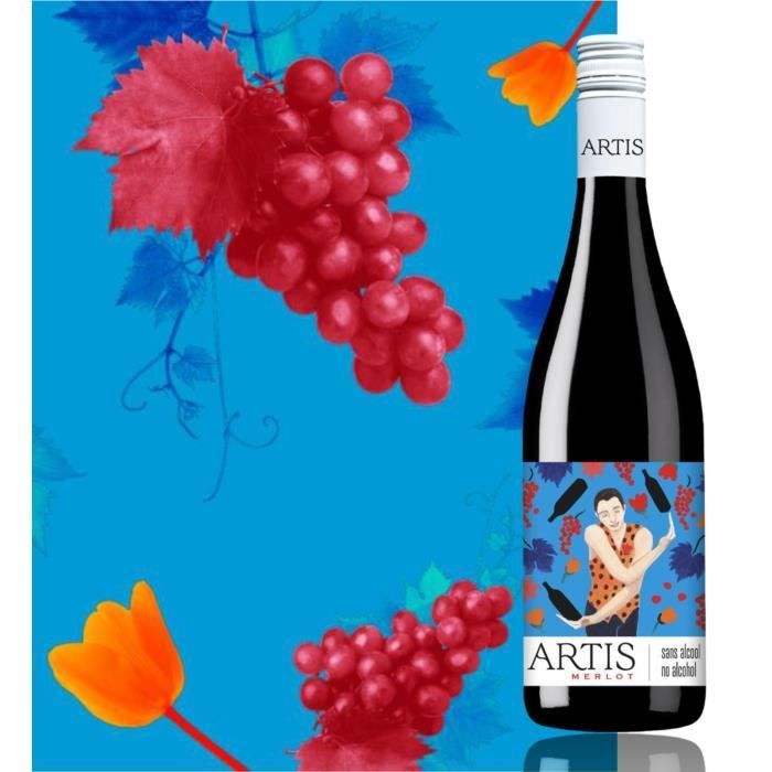 Artis Merlot - Boisson sans alcool à base de vin rouge - 75cl