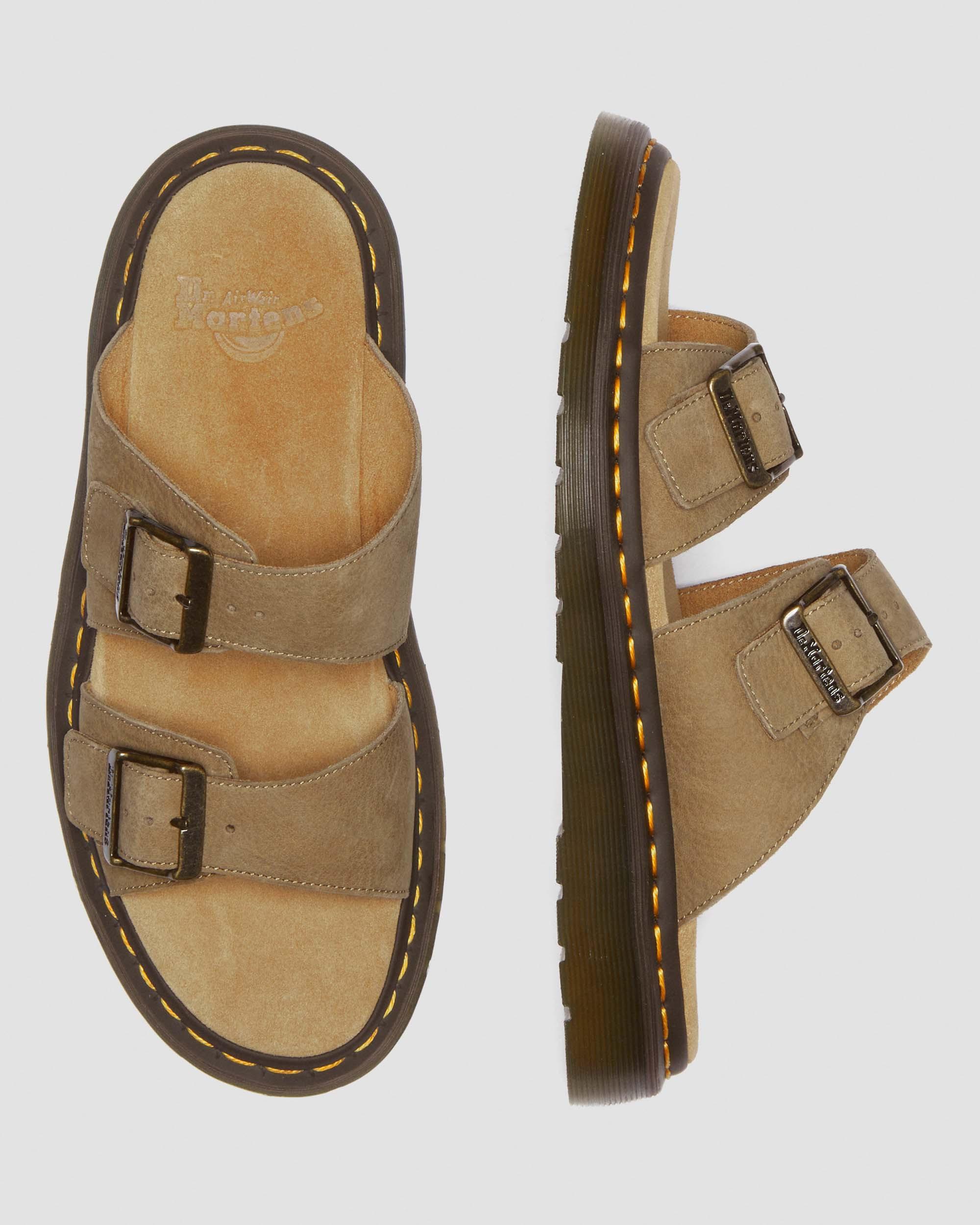 Josef Nubuck Leather Buckle Slide Sandals