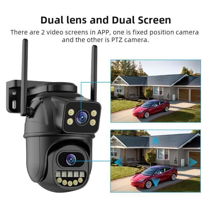Telecamera di sorveglianza PTZ WiFi per esterni - PRUMYA - 4K 8MP - Doppia lente - Tracciamento AI - Visione notturna 20-25 m