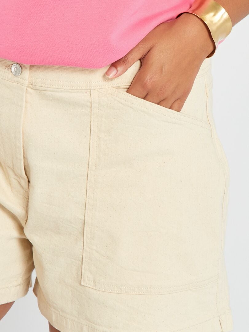 Denim shorts - 2 zakken - BEIGE