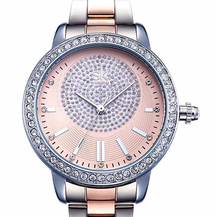 Orologio da donna SHARPHY® di lusso con motivo floreale tempestato di diamanti e bracciale in acciaio, molto bello ed elegante.