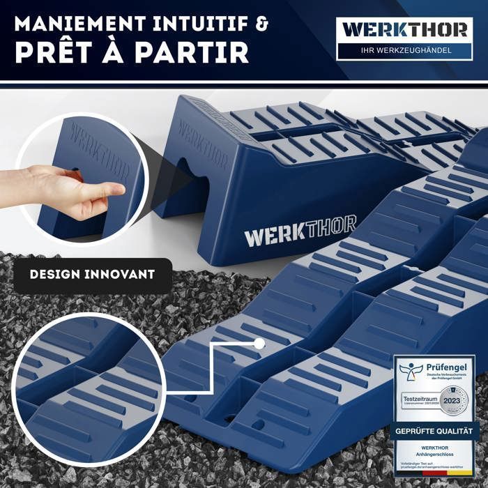 WERKTHOR Rampes de levage camping-car (Bleu) - Lot de 2 pièces | Charge max 5 tonnes