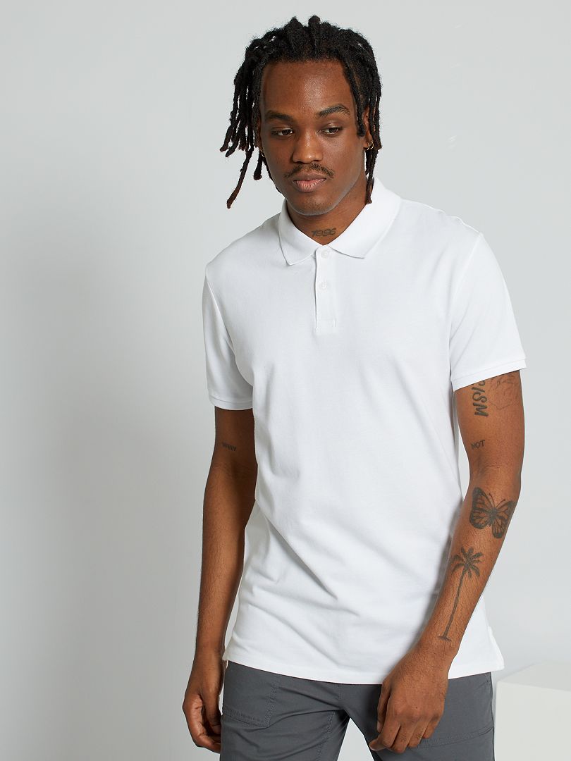 Polo shirt van katoenen piqué - wit
