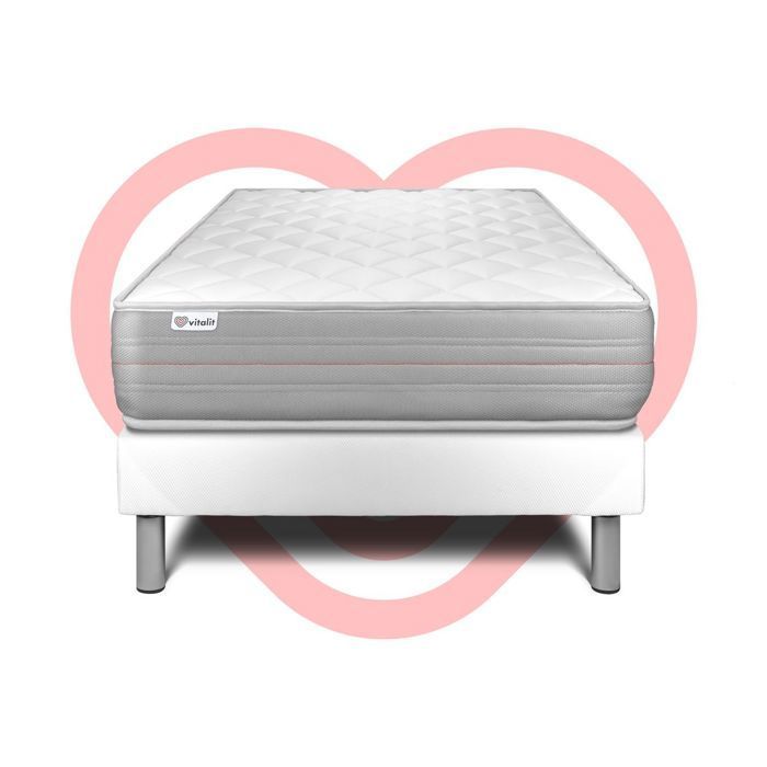 Conjunto de colchón y base de cama de 90x190 cm - Base de cama blanca (premontada) - Vitalmemo