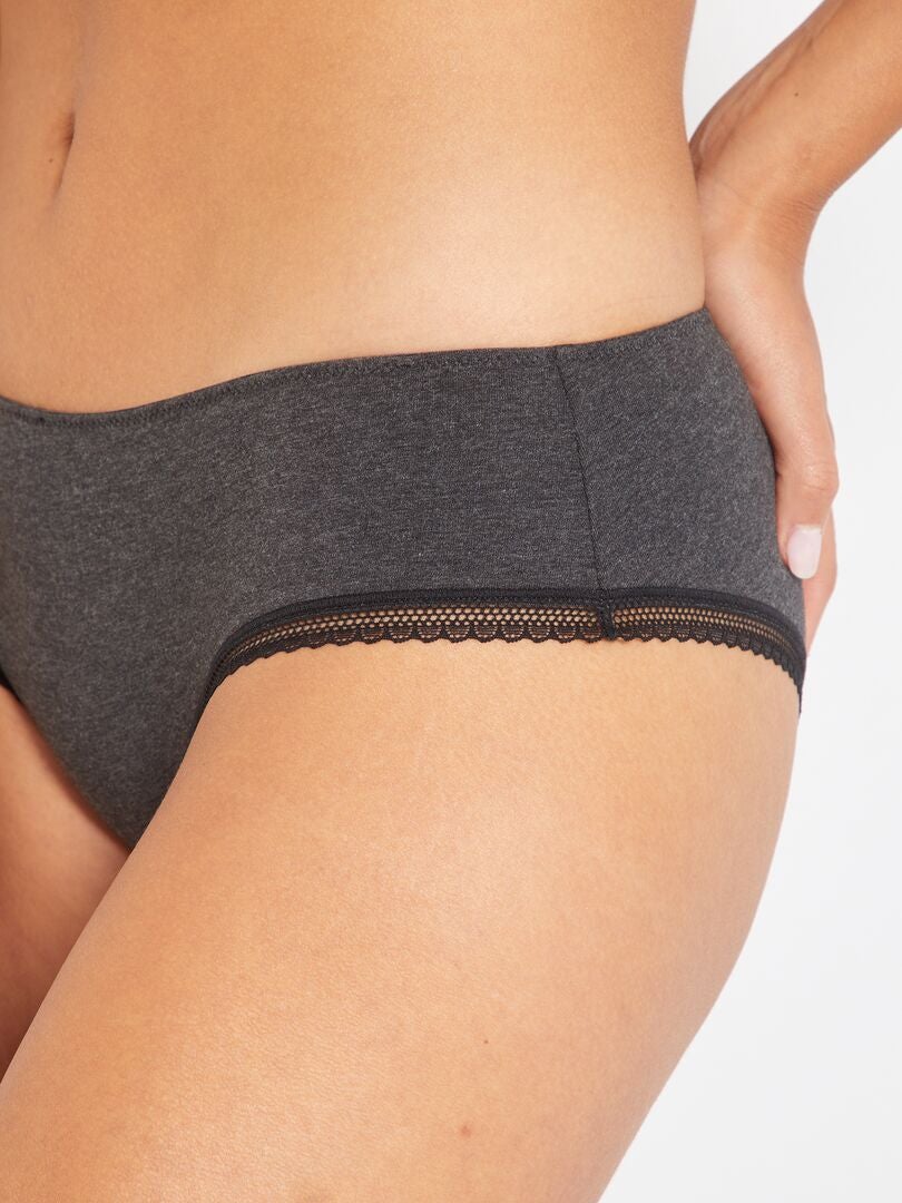 Katoenen culottes met kanten afwerking - GRIJS