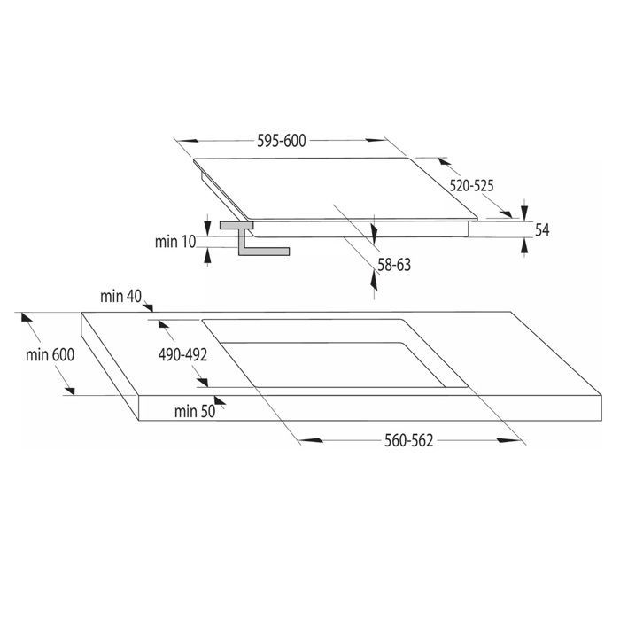 Hisense 60 cm inductiekookplaat met 4 branders, 7200 W, zwart - HI6421BSC