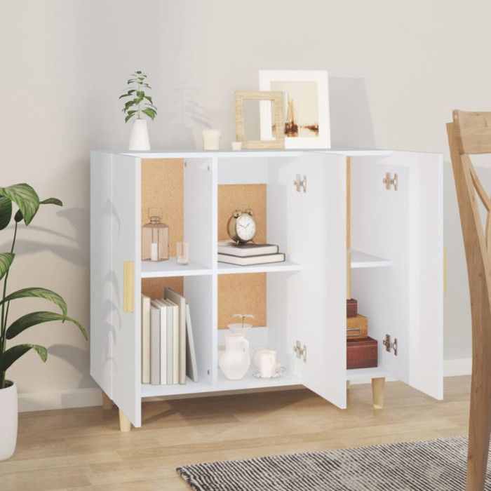 812492 vidaXL Wit dressoir 90x34x80 cm Samengesteld hout