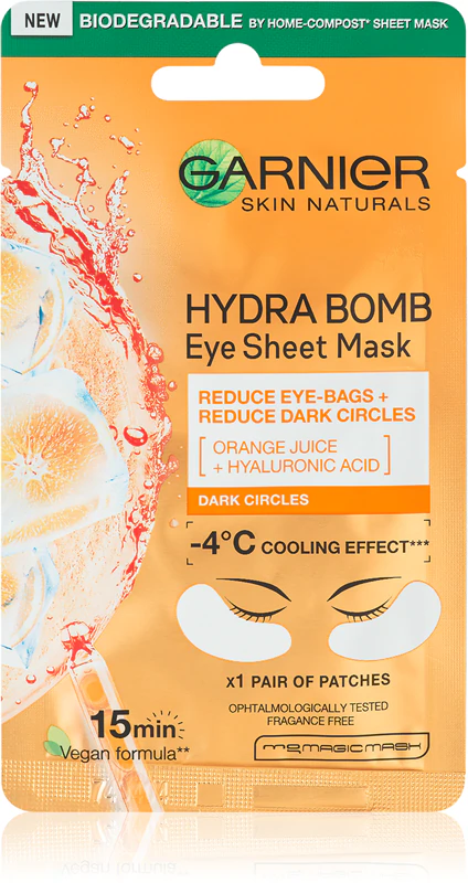 Máscara para olhos estimulante Hydra Bomb da Garnier Textil Masks