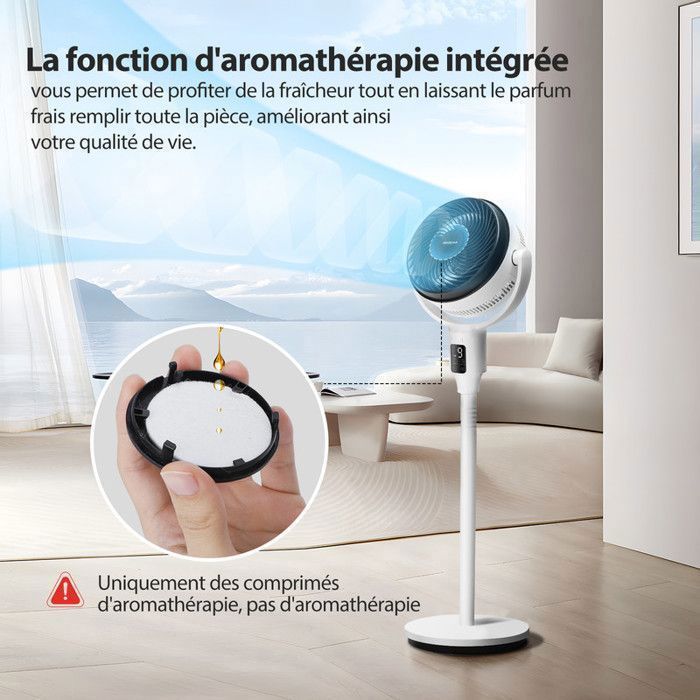 Ventilatore Aigostar per la circolazione dell'aria, 9 velocità, 24 W CC, oscillazione 3D, timer di 9 ore, silenzioso, da tavolo/scrivania.
