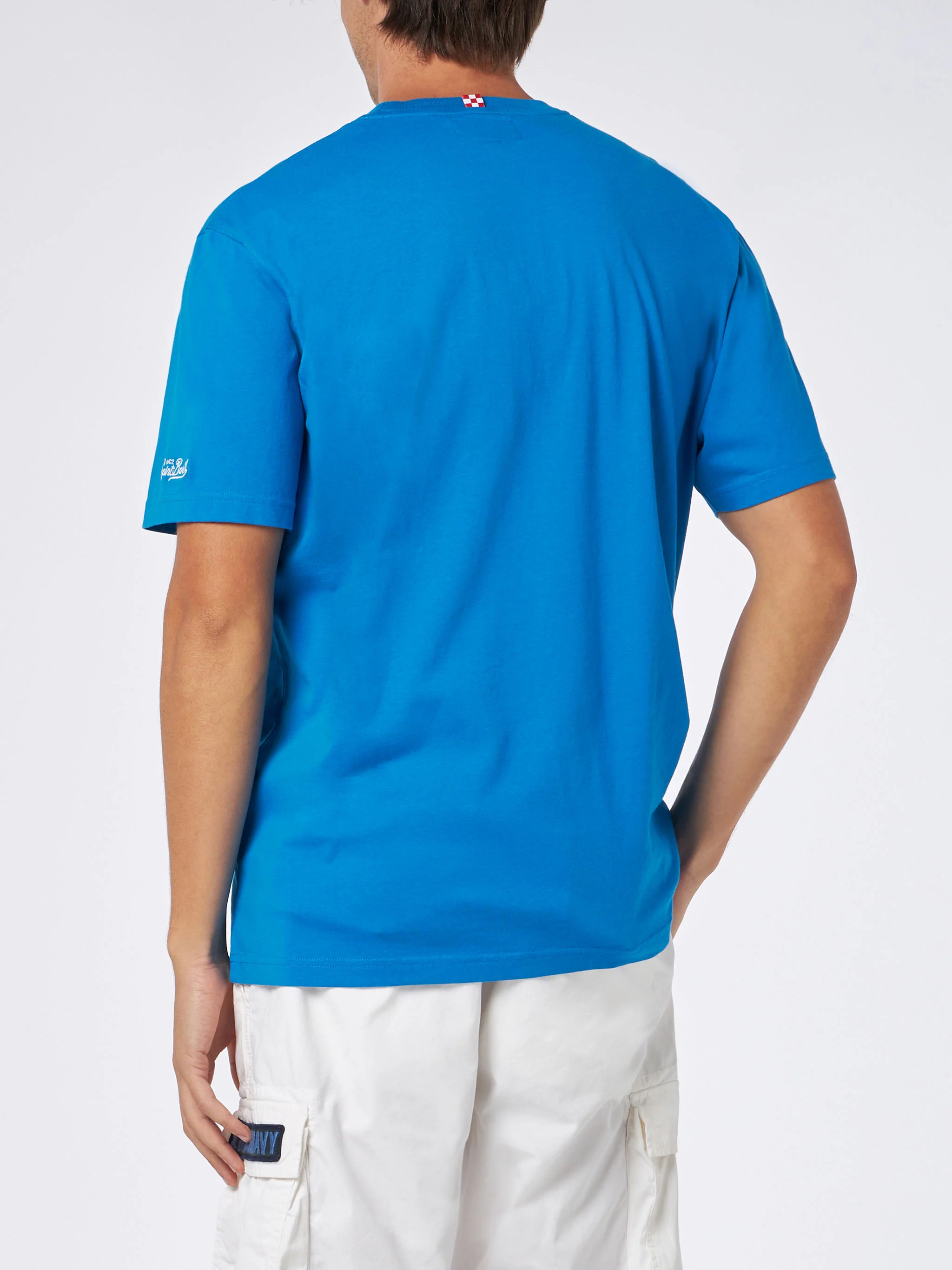 T-shirt van zwaar katoen voor heren met opdruk van de St. Barth padelclub.