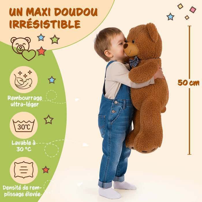 MONZANA® Orsetto di peluche marrone morbidissimo con papillon - Orsetto di peluche da 50 cm - Simpatico giocattolo di peluche