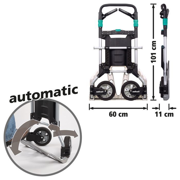 Diable Pliant Professionnel - wolfcraft - Charge Max. 200 kg - TS 1500 - 5525000