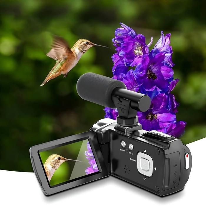Videocámara digital, resolución 4K, 32 GB, resolución de 48 MP, zoom de 18x, pantalla HD de 3 pulgadas, estabilización electrónica de imagen, color negro.