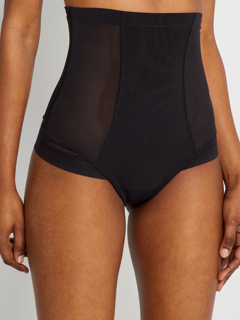 Calcinha modeladora de cintura média 'By Bra' - Preta