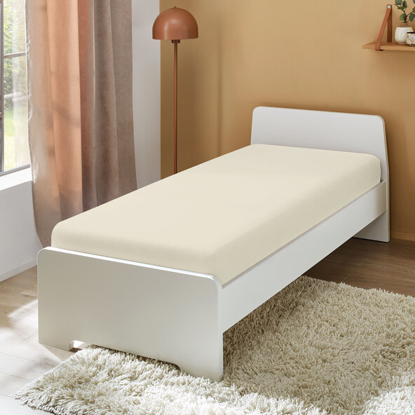 Jersey fitted sheet, 90-100 x 200 cm, cream