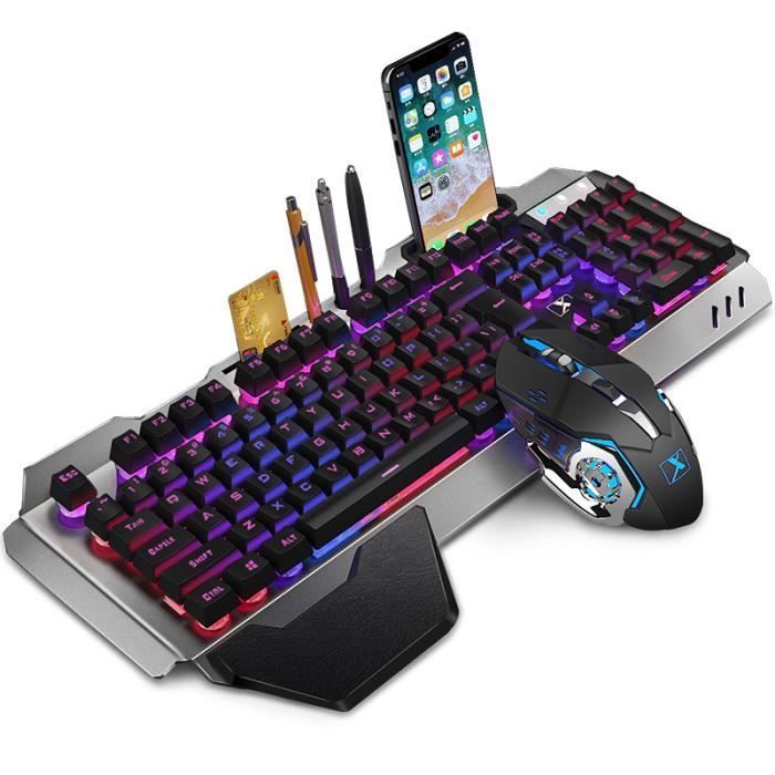 Set tastiera e mouse da gioco ZGEER - Wireless - Retroilluminazione RGB - 2400 DPI - Durata della batteria: 30 ore