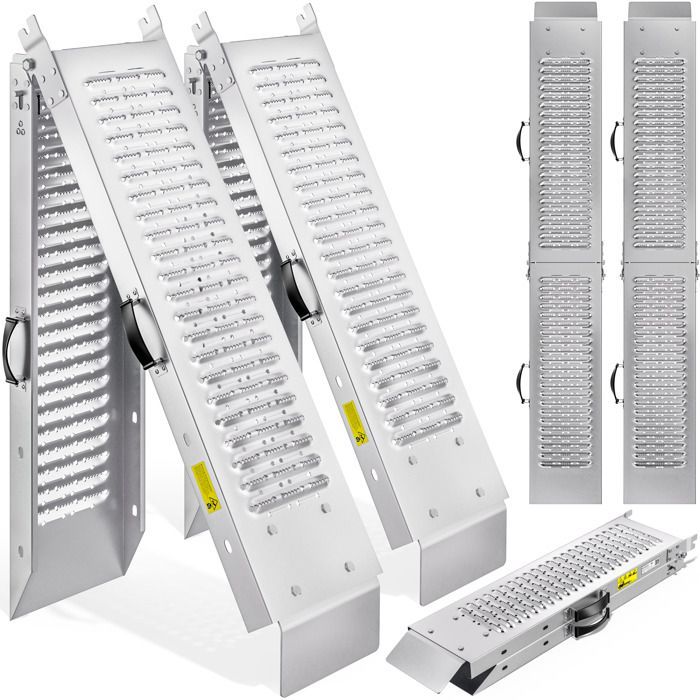 MONZANA® Juego de 2 rampas de carga plegables de acero galvanizado, carga máxima 200 kg por rampa, superficie antideslizante.