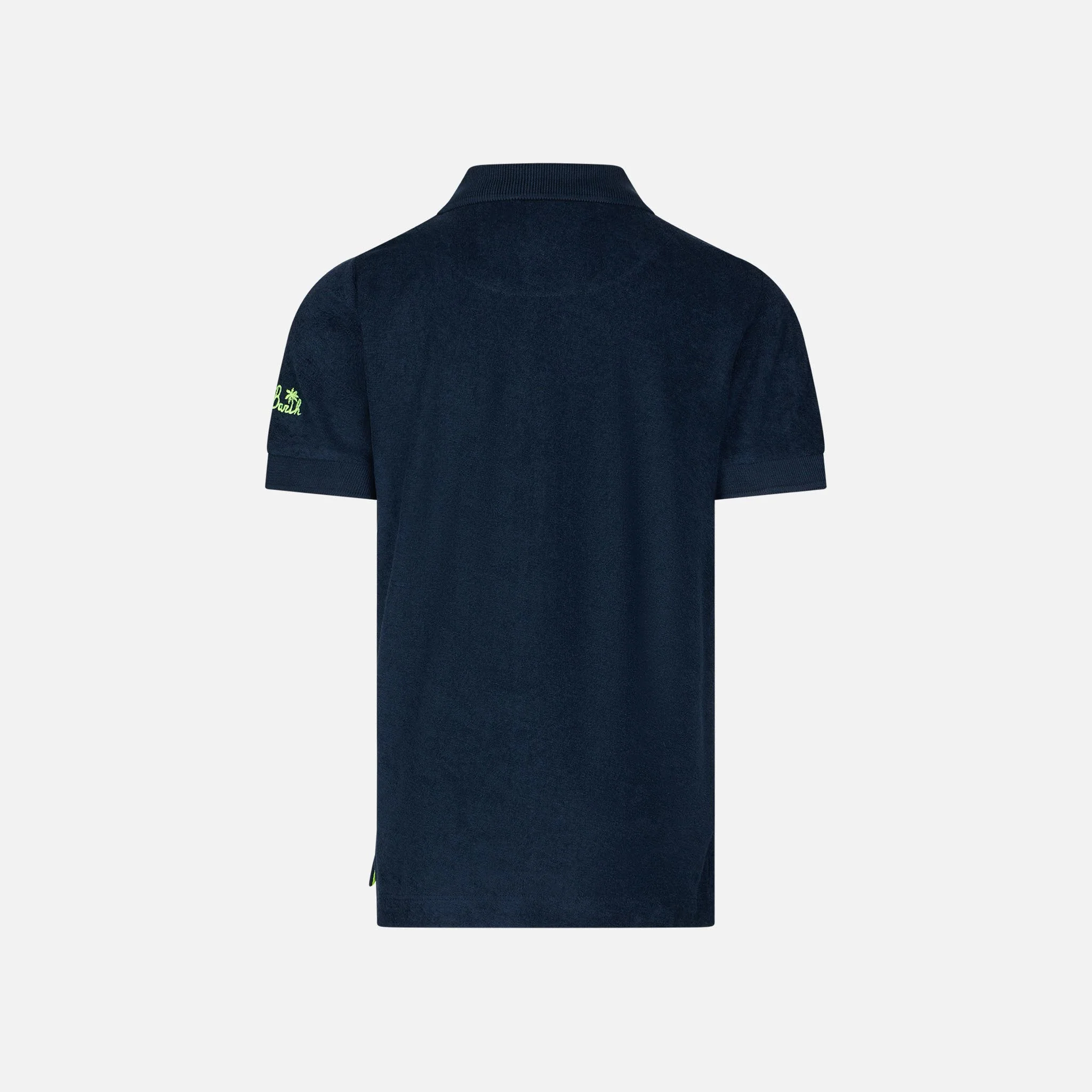 Blaues Frottee-Poloshirt für Jungen mit Palmenstickerei