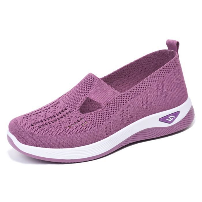 Zapatillas de senderismo, calzado ortopédico para mujer, zapatillas sin cordones para mujer, zapatos de plataforma para caminar, color rosa.