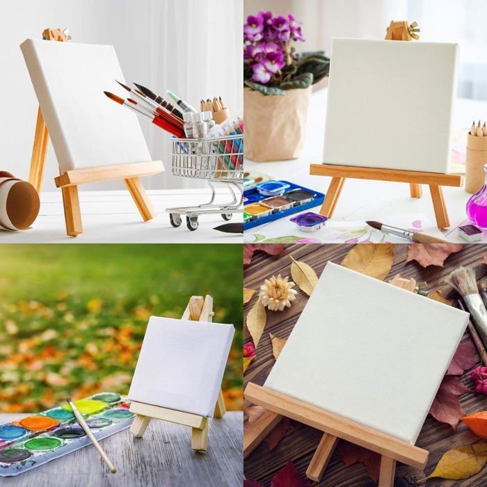 Juego de 12 lienzos para pintar - Blanco - 4 tamaños - Lienzos para dibujo para pintura acrílica, al óleo y gouache