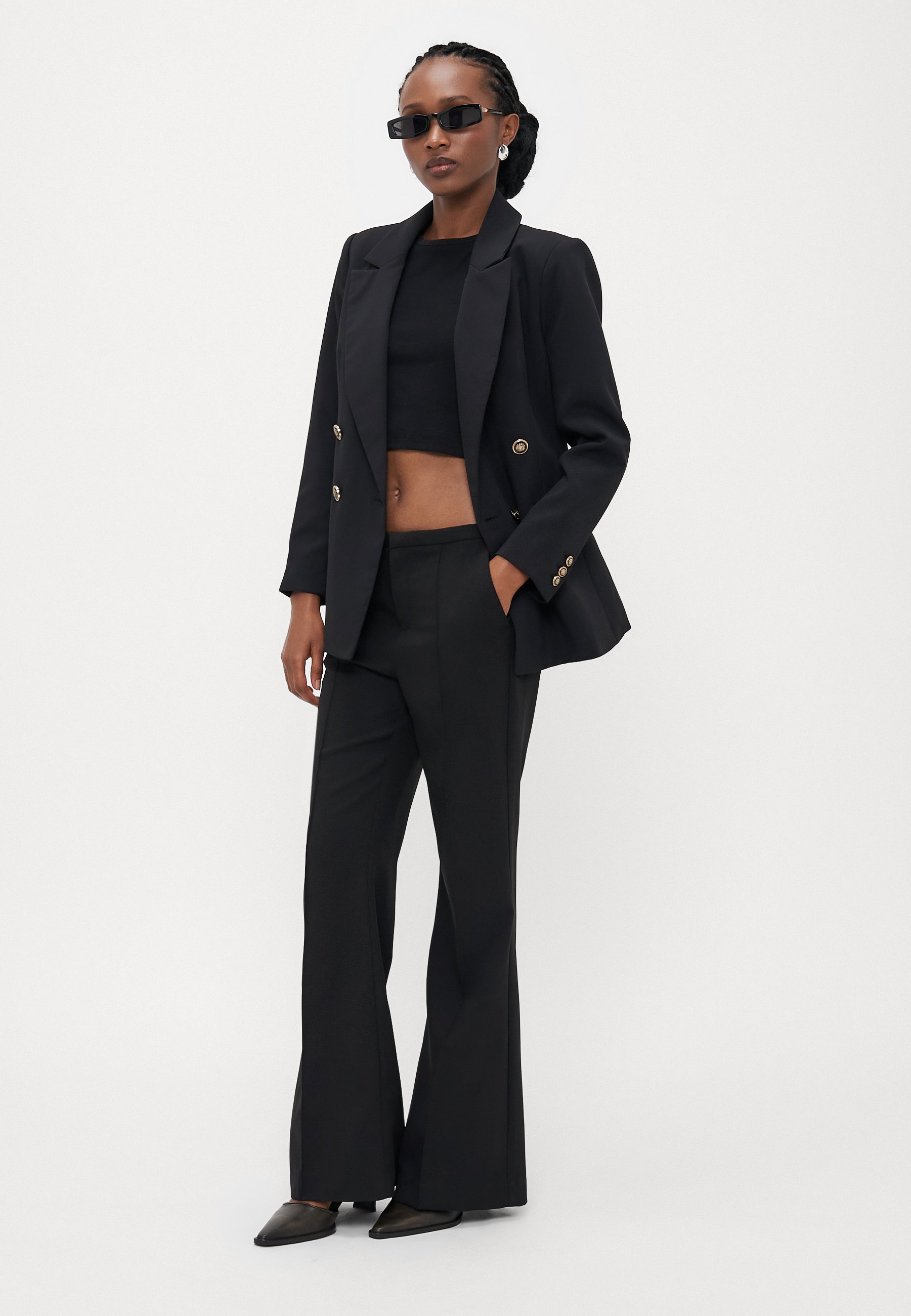 Gina Tricot Petite BOOTCUT BROEK - Broek - zwart