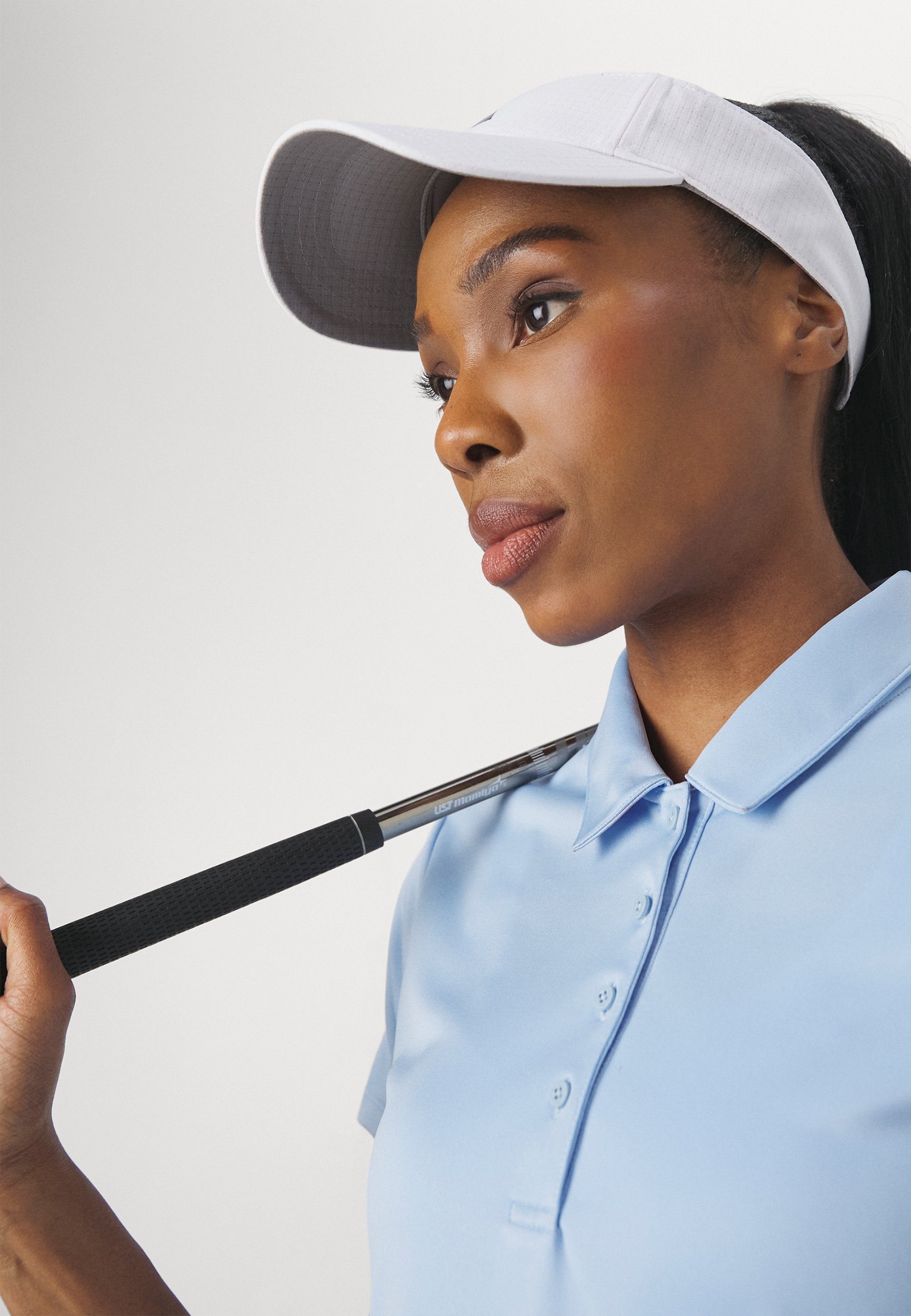 Camisa polo feminina adidas Golf Solid Performance de manga curta - Clear Sky