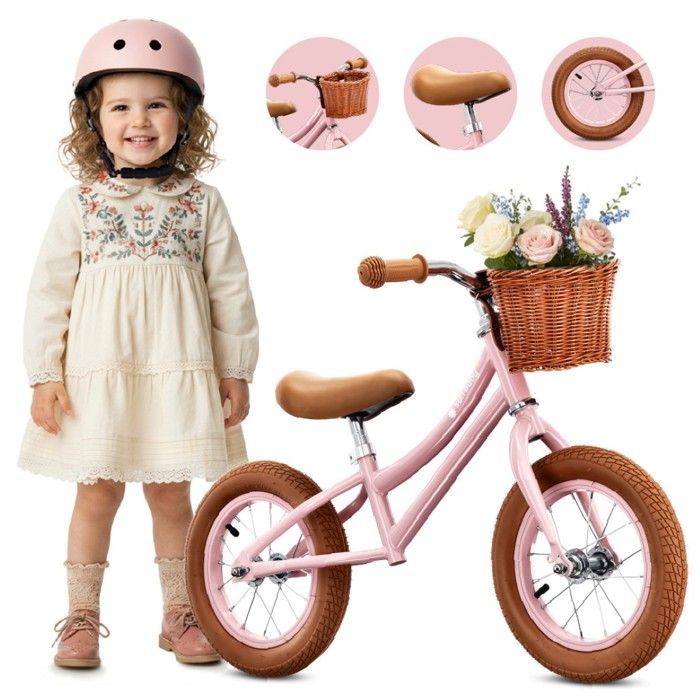 Sun Baby - Classic Balance Bike - 2 Years, max. 30 kg, steel frame, colorful inflatable wheels, adjustable saddle - Pink