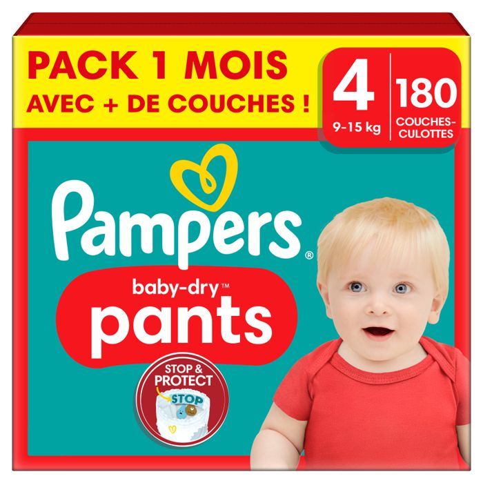 Pampers Baby-Dry Pants, Taille 4, 180 couches-culottes