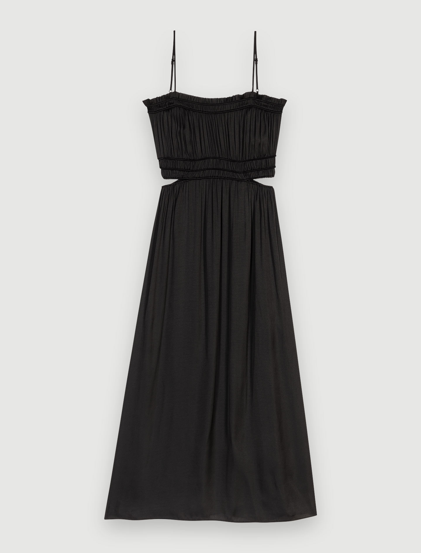 Rochie lungă din satin - Negru