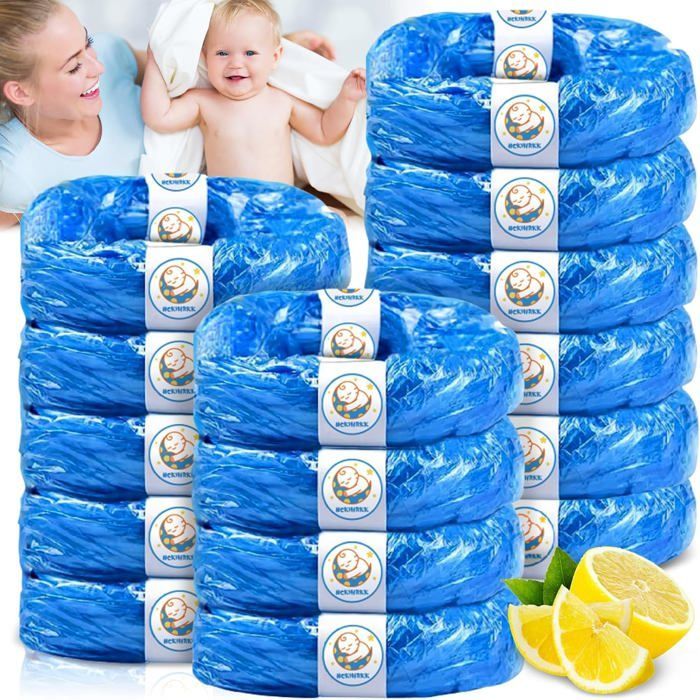 Confezione da 15 ricariche per cestino pannolini, sacchetti per rifiuti per pannolini, resistenti agli strappi, antibatterici, antiodore, compatibili