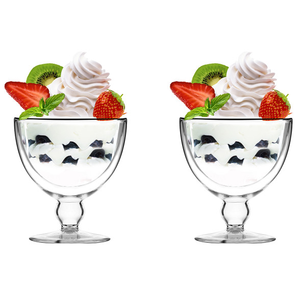 Dwa pucharki do deserów lodów z podwójną ścianką 250 ml Amo