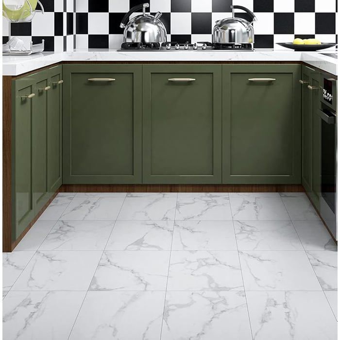 32 baldosas autoadhesivas para suelo 30x30 Mármol Carrara Lino Suelo de baño Mármol blanco 30x30cm, 32 30X30CM, 32 Suelo de PVC