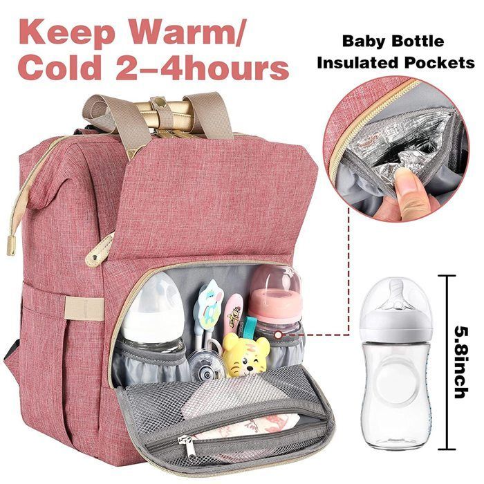 KENLUMO Sac à Dos à Langer avec Matelas à Langer pour Bébé – Grande Capacité Sac à Couches Multifonction Imperméable Sac de Voyage