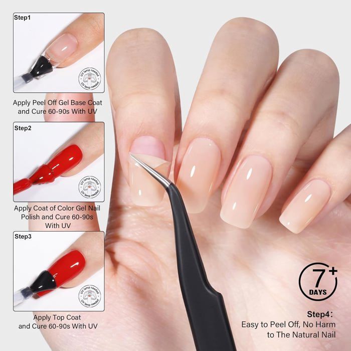 Peel Off Semi-Permanent Base Coat, UV/LED Gel Polish Base, Gift for DIY Home Nail Studio, 8ml [YG16]