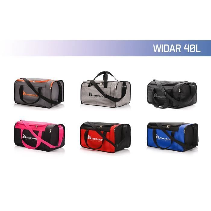 meteor WIDAR 40L Fitness Sports Bag – Black – for Women, Men, and Girls – Modern Fitness Duffel Bag/Travel Bag