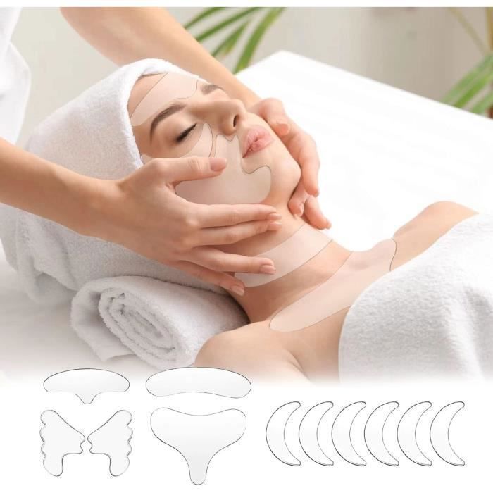 11PCS Coussinets Anti-rides en Silicone,Patchs Réutilisables anti rides Pour le Visage et le Front, Pour Front, Yeux, Joues