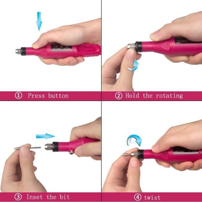 Kit Ponceuse Prof Electrique Lime Ongles Manucure Avec Embouts ponage 220-240V wake