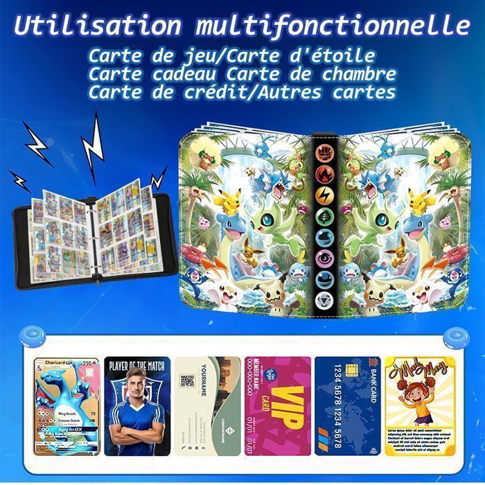 900 fundas para álbumes de cartas, carpeta para cartas Pokémon, álbumes para cartas coleccionables, con correa elástica