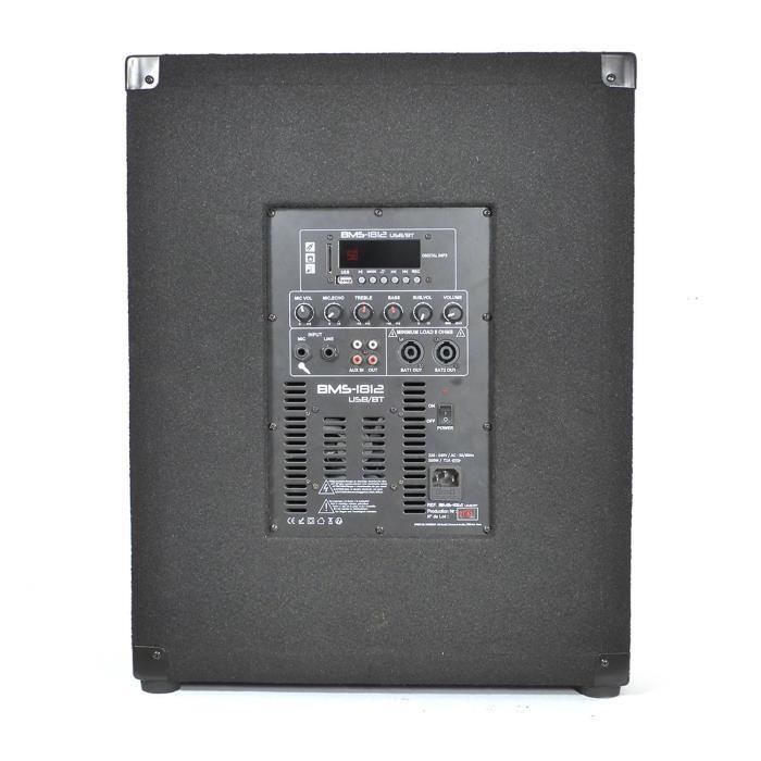 PACK SONO COMPLET BMS1812 USB-Bluetooth 2400W  Sub 18