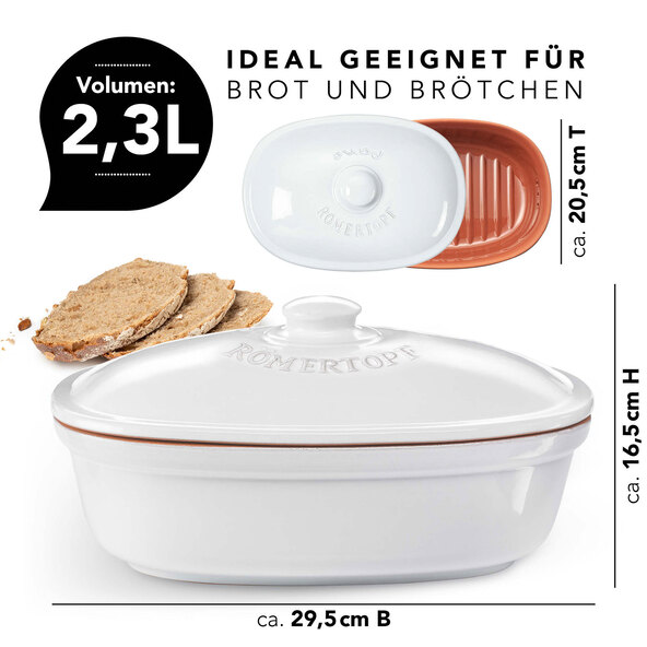 Cutie ovală pentru pâine, albă, aprox. 2,3 l