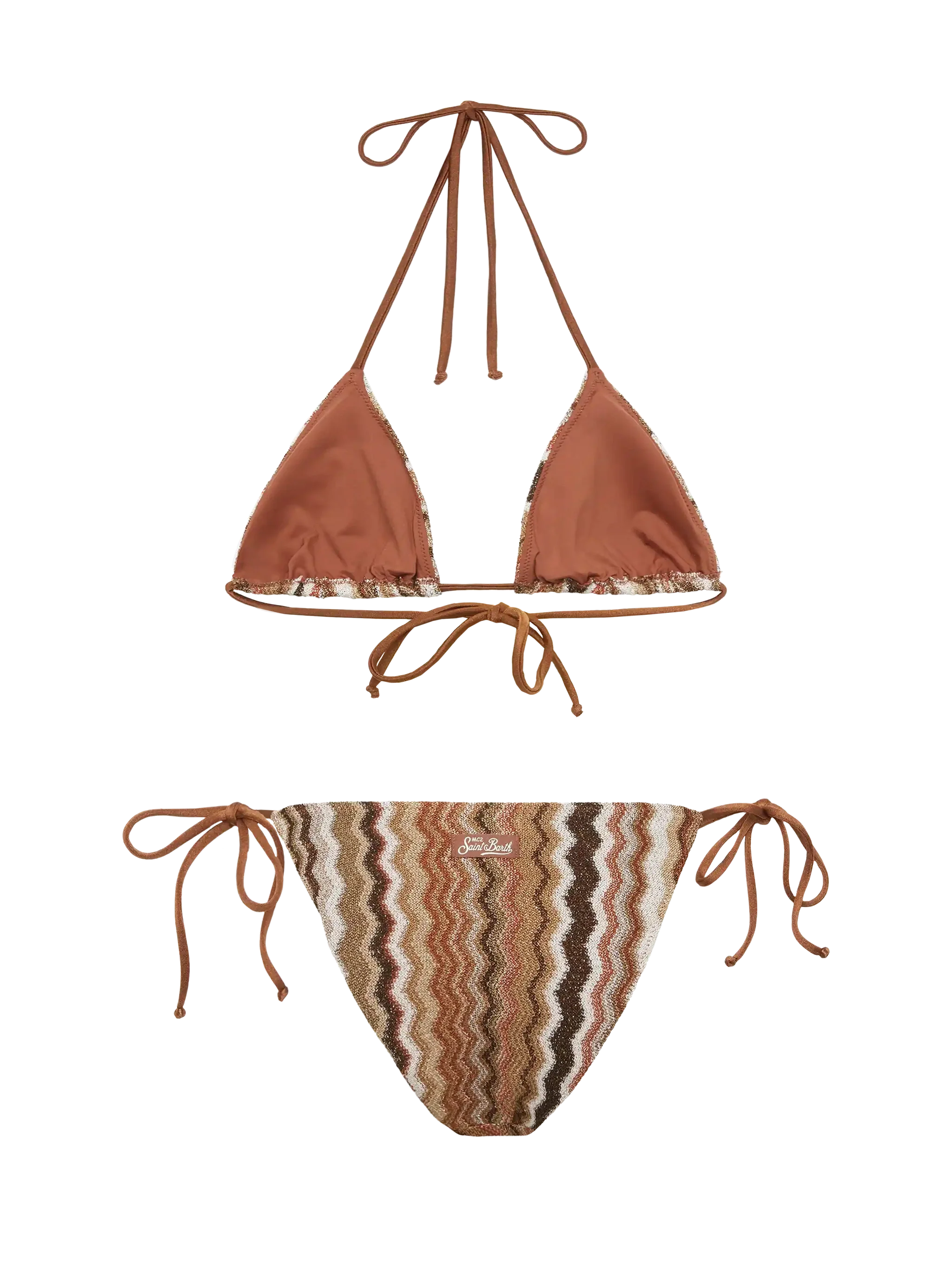 Leah Virgo Classic Raschel gebreide bikini met golfpatroon