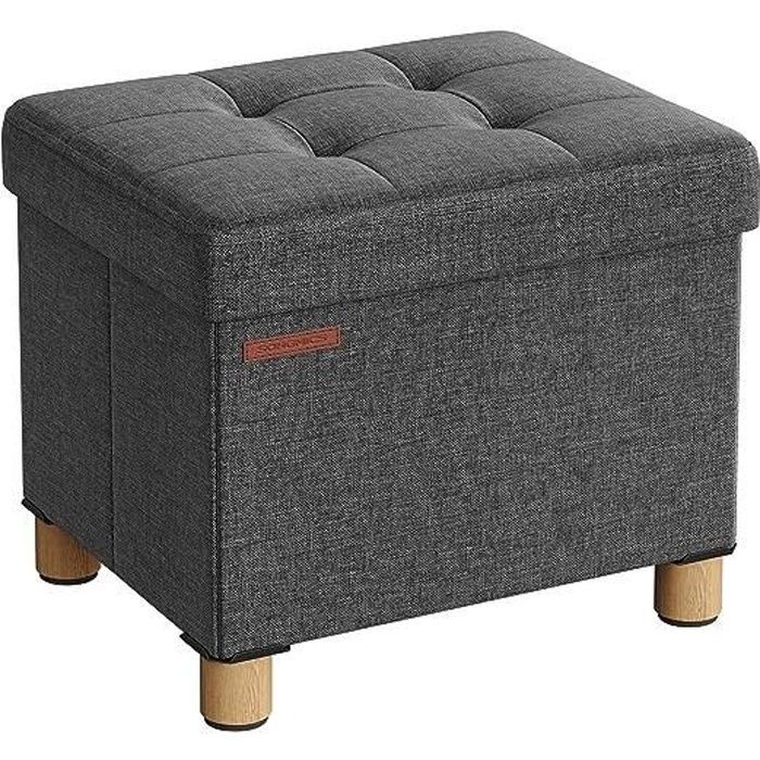 Otomana plegable con reposapiés - SONGMICS - Gris oscuro - 32 x 40 x 33,5 cm - 300 kg